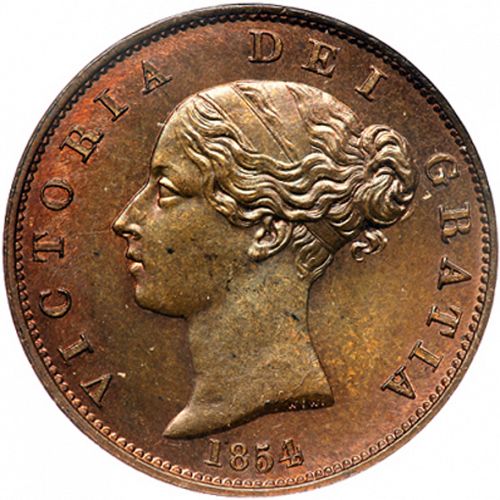 Halfpenny Obverse Image minted in UNITED KINGDOM in 1854 (1837-01  -  Victoria)  - The Coin Database