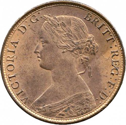 Halfpenny Obverse Image minted in UNITED KINGDOM in 1865 (1837-01  -  Victoria)  - The Coin Database
