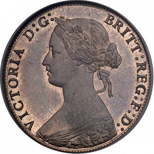 Halfpenny Obverse Image minted in UNITED KINGDOM in 1866 (1837-01  -  Victoria)  - The Coin Database