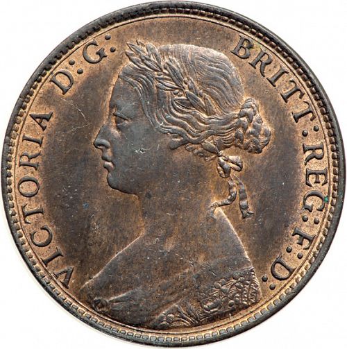Halfpenny Obverse Image minted in UNITED KINGDOM in 1875 (1837-01  -  Victoria)  - The Coin Database
