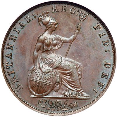 Halfpenny Reverse Image minted in UNITED KINGDOM in 1857 (1837-01  -  Victoria)  - The Coin Database