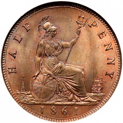 Halfpenny Reverse Image minted in UNITED KINGDOM in 1861 (1837-01  -  Victoria)  - The Coin Database