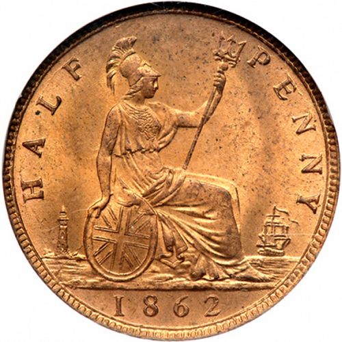 Halfpenny Reverse Image minted in UNITED KINGDOM in 1862 (1837-01  -  Victoria)  - The Coin Database