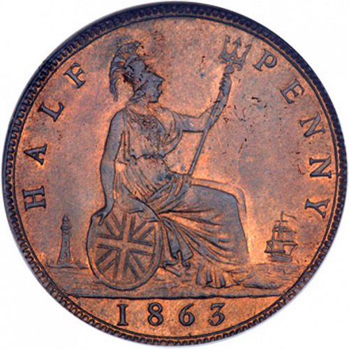 Halfpenny Reverse Image minted in UNITED KINGDOM in 1863 (1837-01  -  Victoria)  - The Coin Database