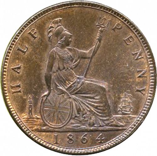 Halfpenny Reverse Image minted in UNITED KINGDOM in 1864 (1837-01  -  Victoria)  - The Coin Database