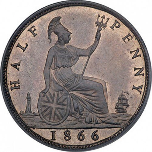 Halfpenny Reverse Image minted in UNITED KINGDOM in 1866 (1837-01  -  Victoria)  - The Coin Database