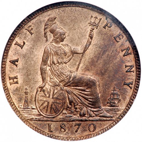 Halfpenny Reverse Image minted in UNITED KINGDOM in 1870 (1837-01  -  Victoria)  - The Coin Database