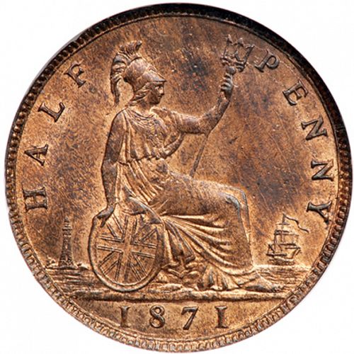 Halfpenny Reverse Image minted in UNITED KINGDOM in 1871 (1837-01  -  Victoria)  - The Coin Database