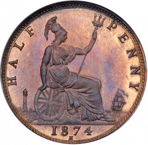 Halfpenny Reverse Image minted in UNITED KINGDOM in 1874H (1837-01  -  Victoria)  - The Coin Database