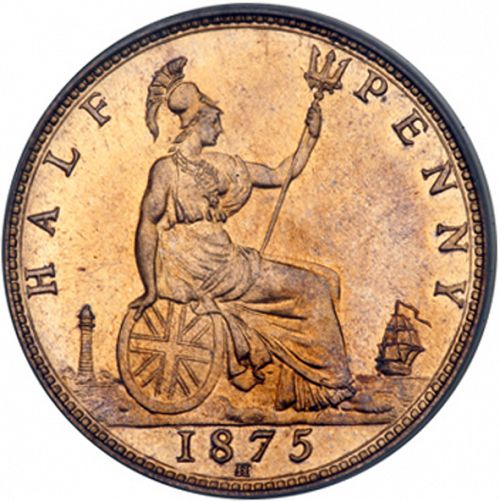 Halfpenny Reverse Image minted in UNITED KINGDOM in 1875H (1837-01  -  Victoria)  - The Coin Database