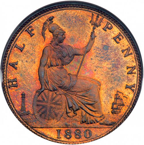 Halfpenny Reverse Image minted in UNITED KINGDOM in 1880 (1837-01  -  Victoria)  - The Coin Database