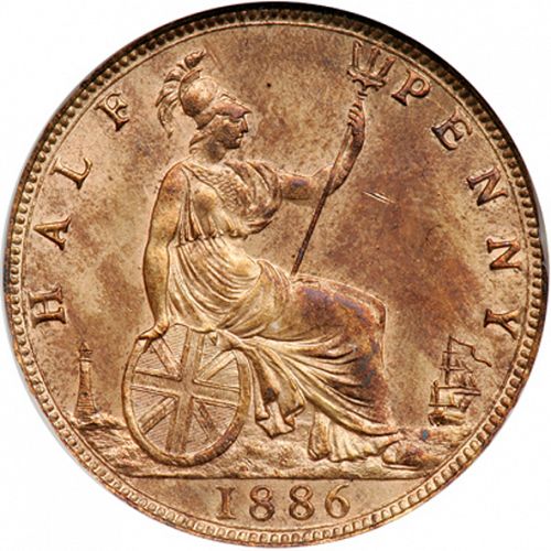 Halfpenny Reverse Image minted in UNITED KINGDOM in 1886 (1837-01  -  Victoria)  - The Coin Database
