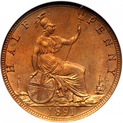 Halfpenny Reverse Image minted in UNITED KINGDOM in 1891 (1837-01  -  Victoria)  - The Coin Database