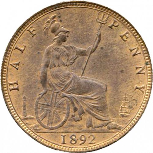 Halfpenny Reverse Image minted in UNITED KINGDOM in 1892 (1837-01  -  Victoria)  - The Coin Database