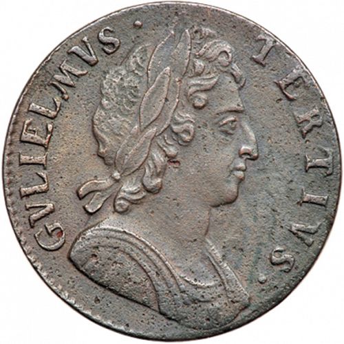 Halfpenny Obverse Image minted in UNITED KINGDOM in 1696 (1694-01 - William III)  - The Coin Database