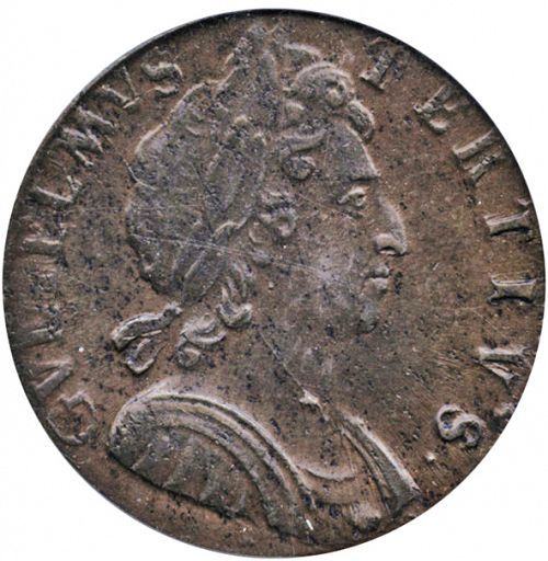 Halfpenny Obverse Image minted in UNITED KINGDOM in 1697 (1694-01 - William III)  - The Coin Database