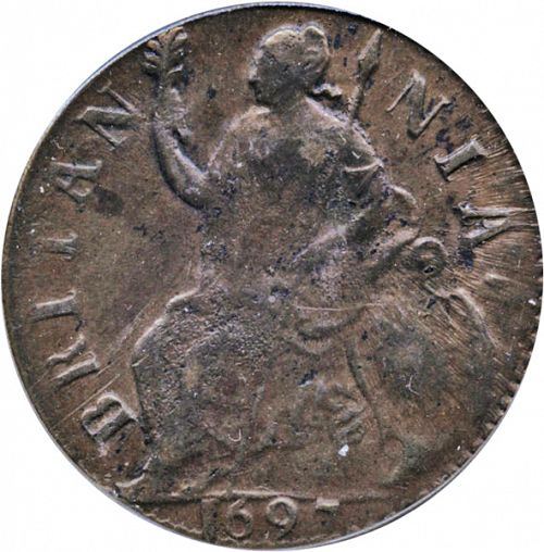 Halfpenny Reverse Image minted in UNITED KINGDOM in 1697 (1694-01 - William III)  - The Coin Database
