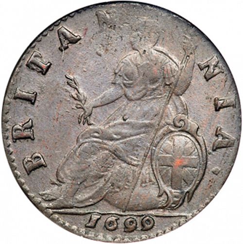 Halfpenny Reverse Image minted in UNITED KINGDOM in 1699 (1694-01 - William III)  - The Coin Database