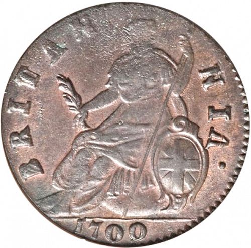Halfpenny Reverse Image minted in UNITED KINGDOM in 1700 (1694-01 - William III)  - The Coin Database