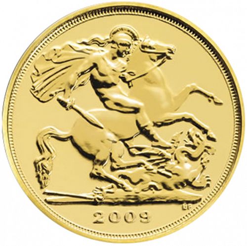 Quarter Sovereign Reverse Image minted in UNITED KINGDOM in 2009 (1953-up  -  Elizabeth II - Sovereign)  - The Coin Database