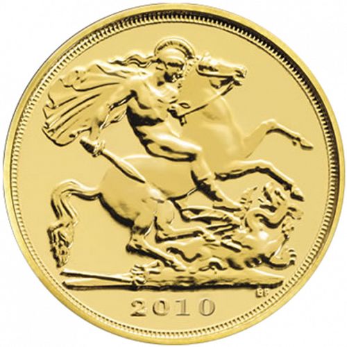 Quarter Sovereign Reverse Image minted in UNITED KINGDOM in 2010 (1953-up  -  Elizabeth II - Sovereign)  - The Coin Database