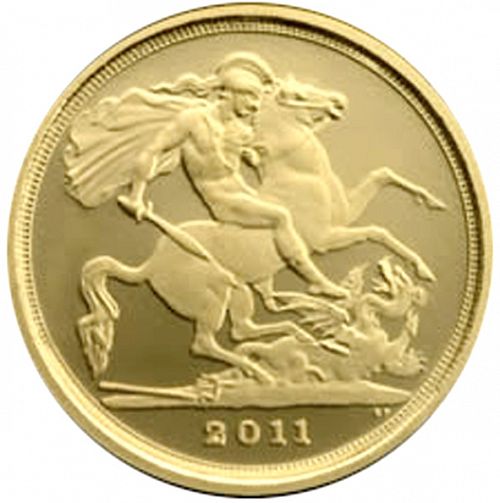 Quarter Sovereign Reverse Image minted in UNITED KINGDOM in 2011 (1953-up  -  Elizabeth II - Sovereign)  - The Coin Database