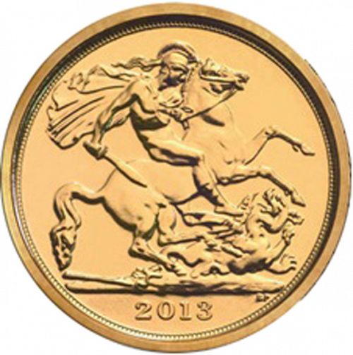 Quarter Sovereign Reverse Image minted in UNITED KINGDOM in 2013 (1953-up  -  Elizabeth II - Sovereign)  - The Coin Database