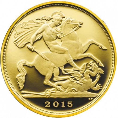 Quarter Sovereign Reverse Image minted in UNITED KINGDOM in 2015 (1953-up  -  Elizabeth II - Sovereign)  - The Coin Database