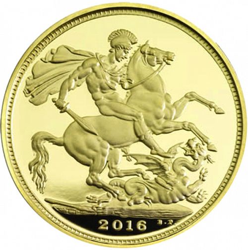 Quarter Sovereign Reverse Image minted in UNITED KINGDOM in 2016 (1953-up  -  Elizabeth II - Sovereign)  - The Coin Database