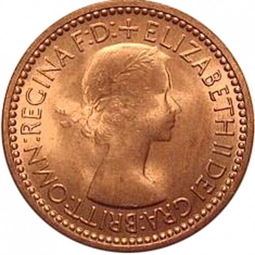 Farthing Obverse Image minted in UNITED KINGDOM in 1953 (1953-70  -  Elizabeth II)  - The Coin Database