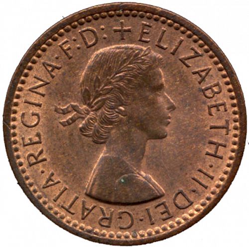 Farthing Obverse Image minted in UNITED KINGDOM in 1954 (1953-70  -  Elizabeth II)  - The Coin Database