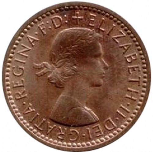Farthing Obverse Image minted in UNITED KINGDOM in 1956 (1953-70  -  Elizabeth II)  - The Coin Database