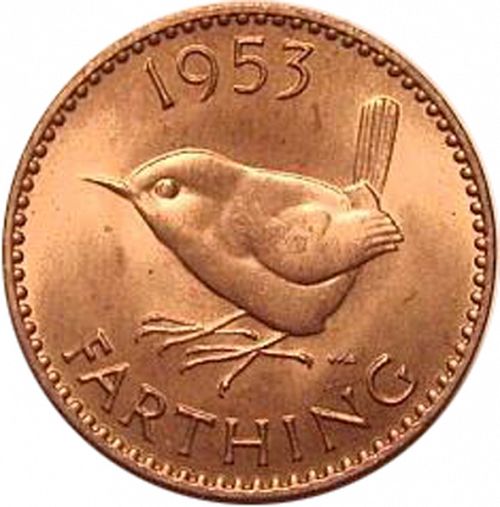 Farthing Reverse Image minted in UNITED KINGDOM in 1953 (1953-70  -  Elizabeth II)  - The Coin Database
