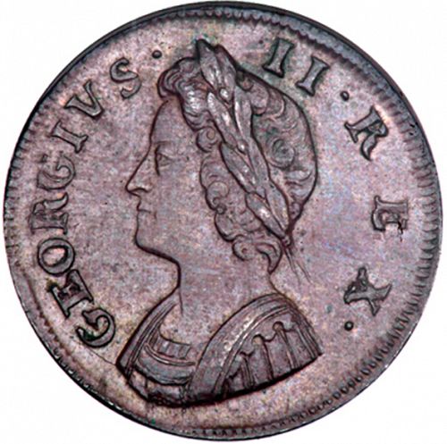 Farthing Obverse Image minted in UNITED KINGDOM in 1733 (1727-60 - George II)  - The Coin Database