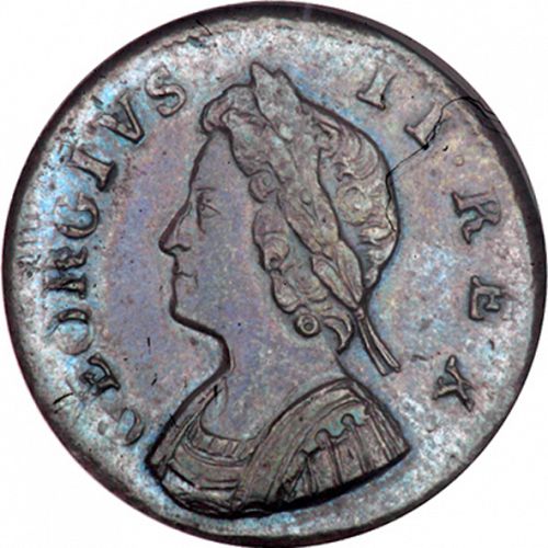 Farthing Obverse Image minted in UNITED KINGDOM in 1734 (1727-60 - George II)  - The Coin Database