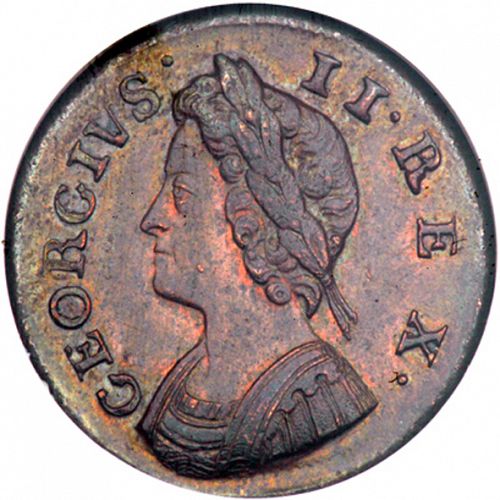 Farthing Obverse Image minted in UNITED KINGDOM in 1736 (1727-60 - George II)  - The Coin Database
