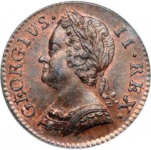 Farthing Obverse Image minted in UNITED KINGDOM in 1746 (1727-60 - George II)  - The Coin Database