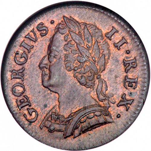 Farthing Obverse Image minted in UNITED KINGDOM in 1749 (1727-60 - George II)  - The Coin Database