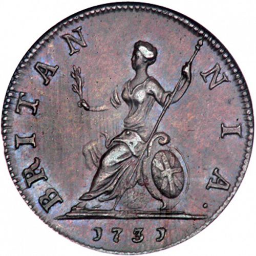Farthing Reverse Image minted in UNITED KINGDOM in 1731 (1727-60 - George II)  - The Coin Database