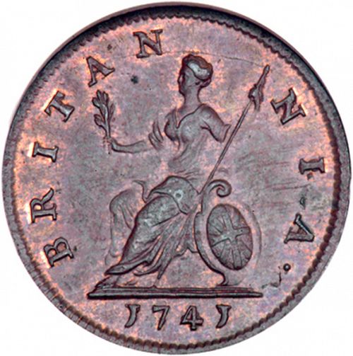 Farthing Reverse Image minted in UNITED KINGDOM in 1741 (1727-60 - George II)  - The Coin Database