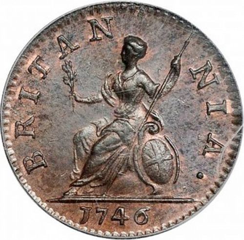 Farthing Reverse Image minted in UNITED KINGDOM in 1746 (1727-60 - George II)  - The Coin Database