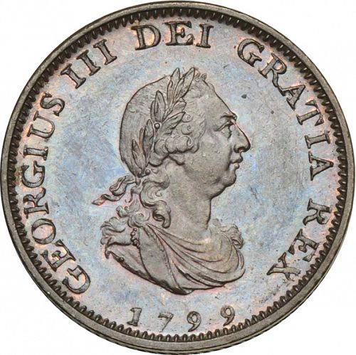 Farthing Obverse Image minted in UNITED KINGDOM in 1799 (1760-20 - George III)  - The Coin Database