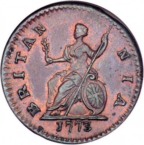 Farthing Reverse Image minted in UNITED KINGDOM in 1773 (1760-20 - George III)  - The Coin Database