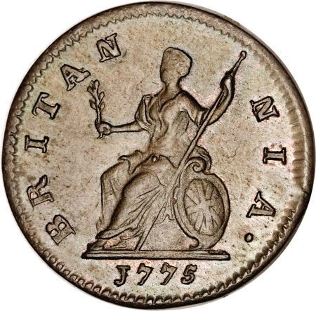 Farthing Reverse Image minted in UNITED KINGDOM in 1775 (1760-20 - George III)  - The Coin Database