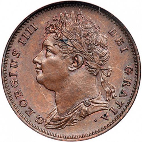 Farthing Obverse Image minted in UNITED KINGDOM in 1825 (1820-30 - George IV)  - The Coin Database