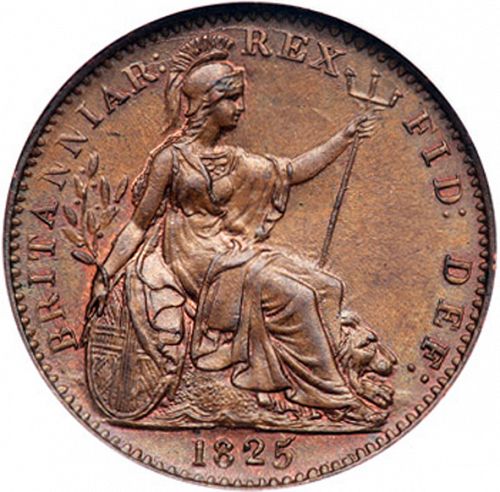 Farthing Reverse Image minted in UNITED KINGDOM in 1825 (1820-30 - George IV)  - The Coin Database