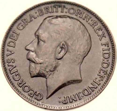 Farthing Obverse Image minted in UNITED KINGDOM in 1913 (1910-36  -  George V)  - The Coin Database