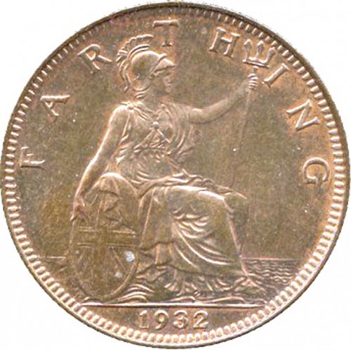 Farthing Reverse Image minted in UNITED KINGDOM in 1932 (1910-36  -  George V)  - The Coin Database