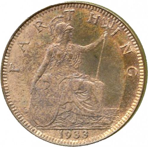Farthing Reverse Image minted in UNITED KINGDOM in 1933 (1910-36  -  George V)  - The Coin Database