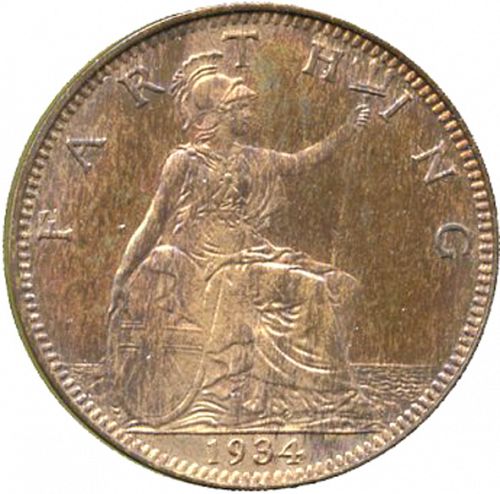 Farthing Reverse Image minted in UNITED KINGDOM in 1934 (1910-36  -  George V)  - The Coin Database
